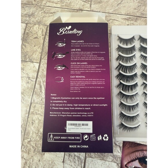 NEW Bisutang Magnetic Eyelashes and Eyeliner 10 Pair Reusable Magnetic Lashes - Picture 4 of 5